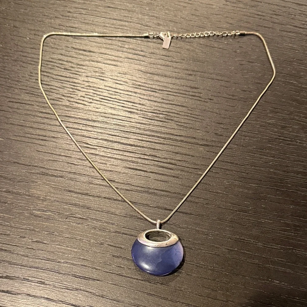 liz & co. Women’s Silver Necklace with Blue Accent Pendant